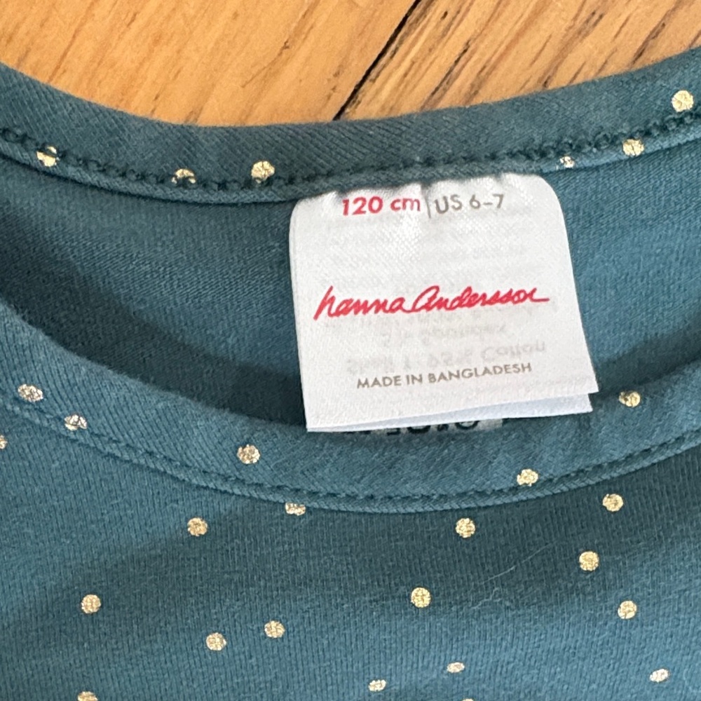 *Hanna Andersson Green Long Sleeve Tulle Star Dress-size 6-7 - Picture 2 of 8